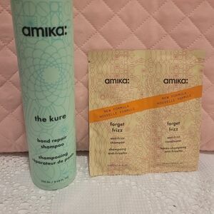 Amika The Kure Bond Repair Shampoo and Forget Frizz Set